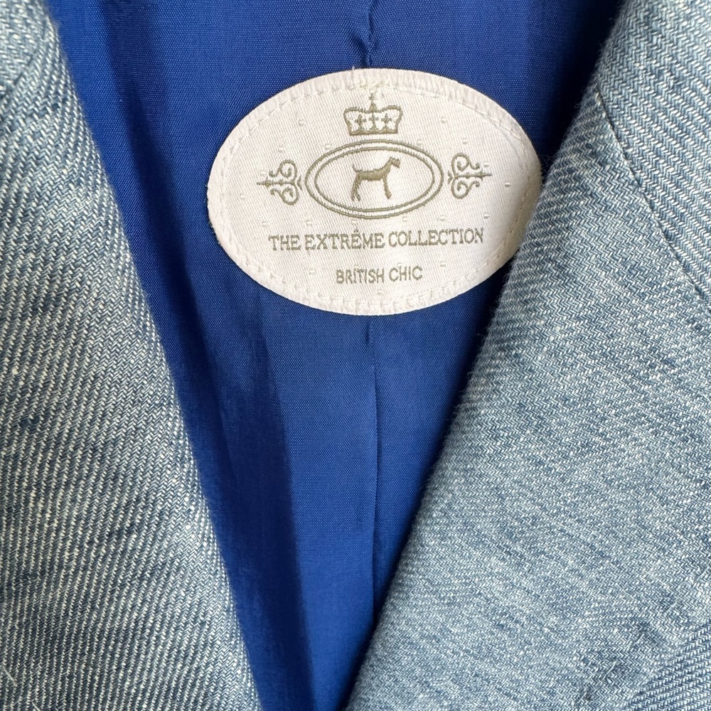 The Extreme Collection - Blue Linen Blazer with Embellished Cuffs - Women’s XS - Picture 5 of 5